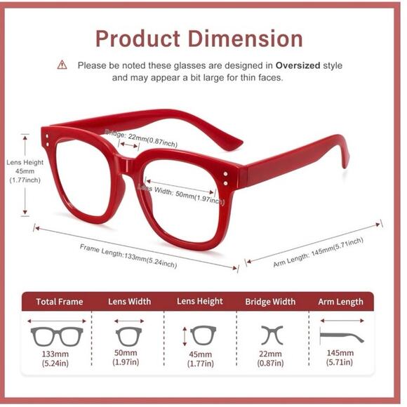 Madison Avenue Blue Light Blocking Glasses Oversized (Red) - Picture 1 of 5